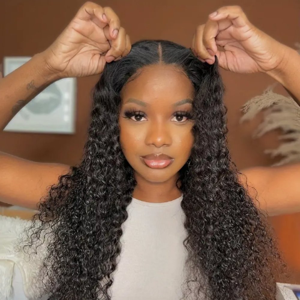 4C Kinky Curly Edges Hairline 13x4 Wear And Go Glueless Lace Front Wigs